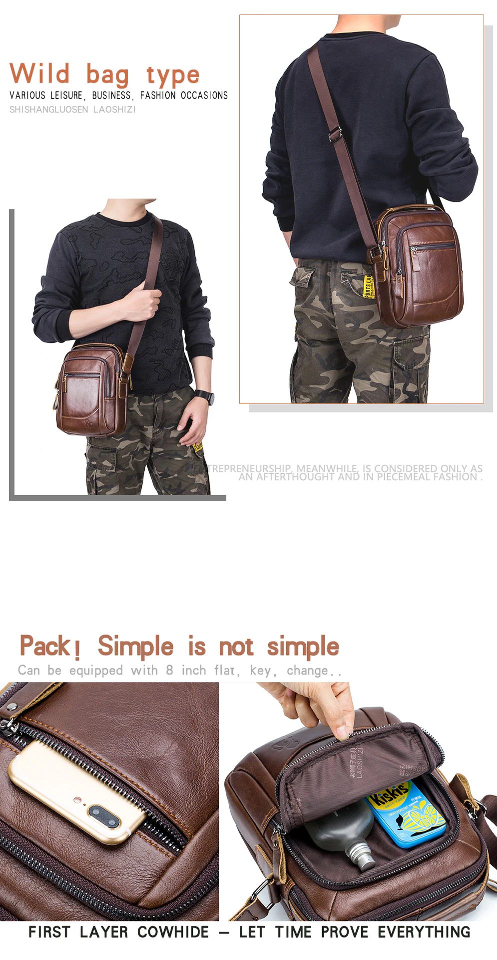 LAOSHIZI LSZ-010 Genuine Leather Bag
