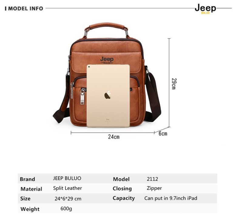 JEEP BULUO JB547 Man's Crossbody Shoulder Bag Size