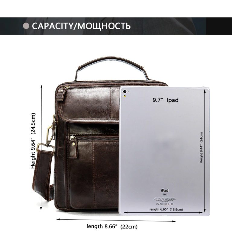 WESTAL ZM8870 Genuine Leather Crossbody Bag Size