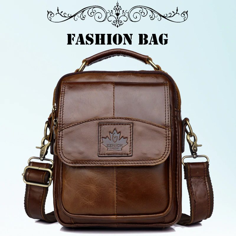 ZZNICK 6503 Genuine Leather Messenger Bag