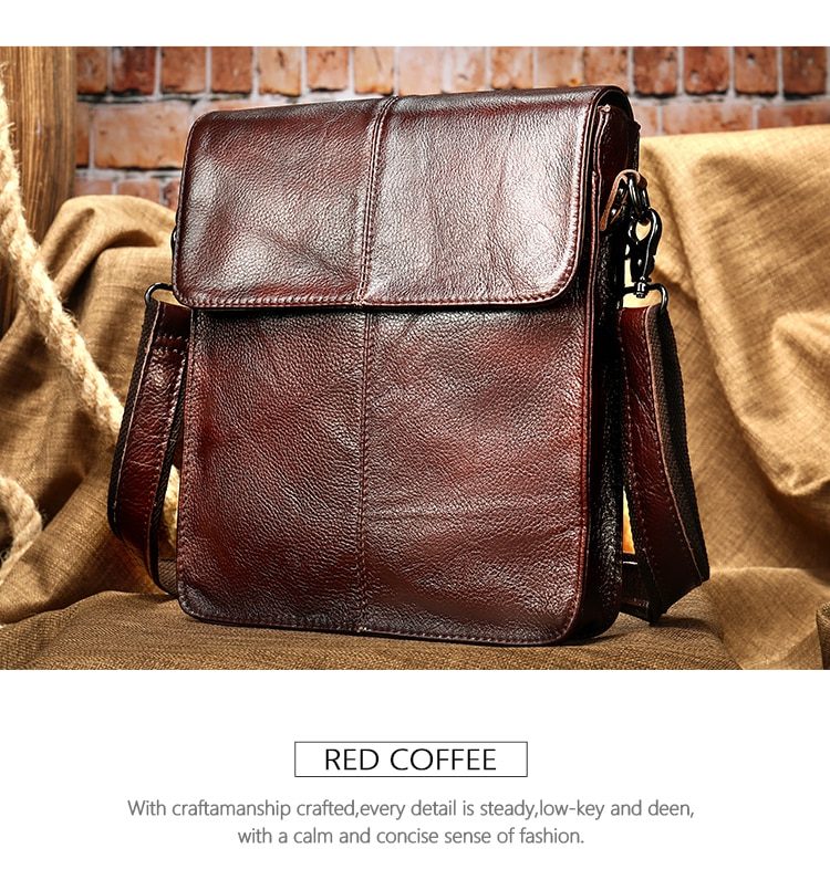 WESTA BY8821 Genuine Leather Shouler Bag Red Coffee