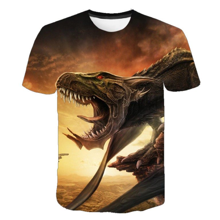Dinosaur Head 3D Print T-Shirt Boys