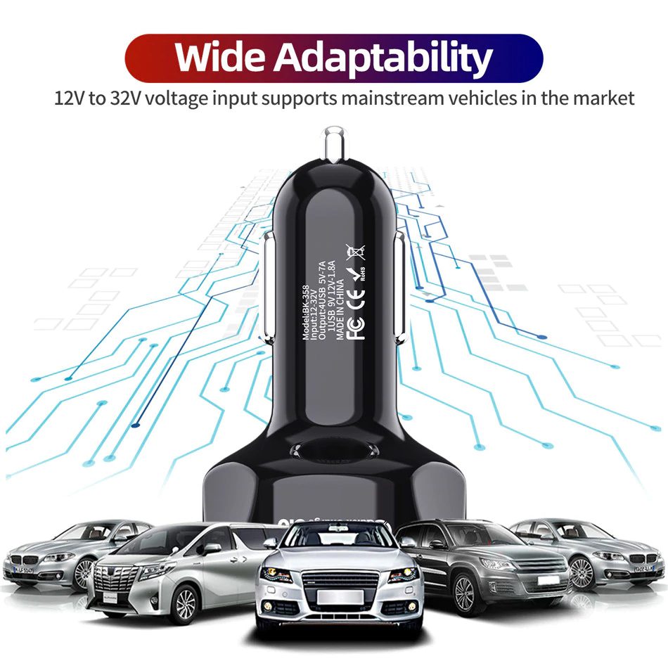 USLION 4 Ports USB Car Charge