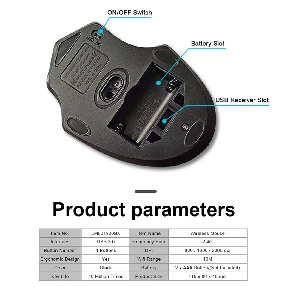 iMice USB Wireless Mouse 2000DPI