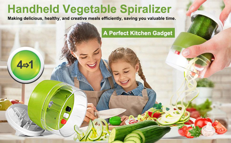 Mengba Handheld Spiralizer Vegetable Fruit Slicer