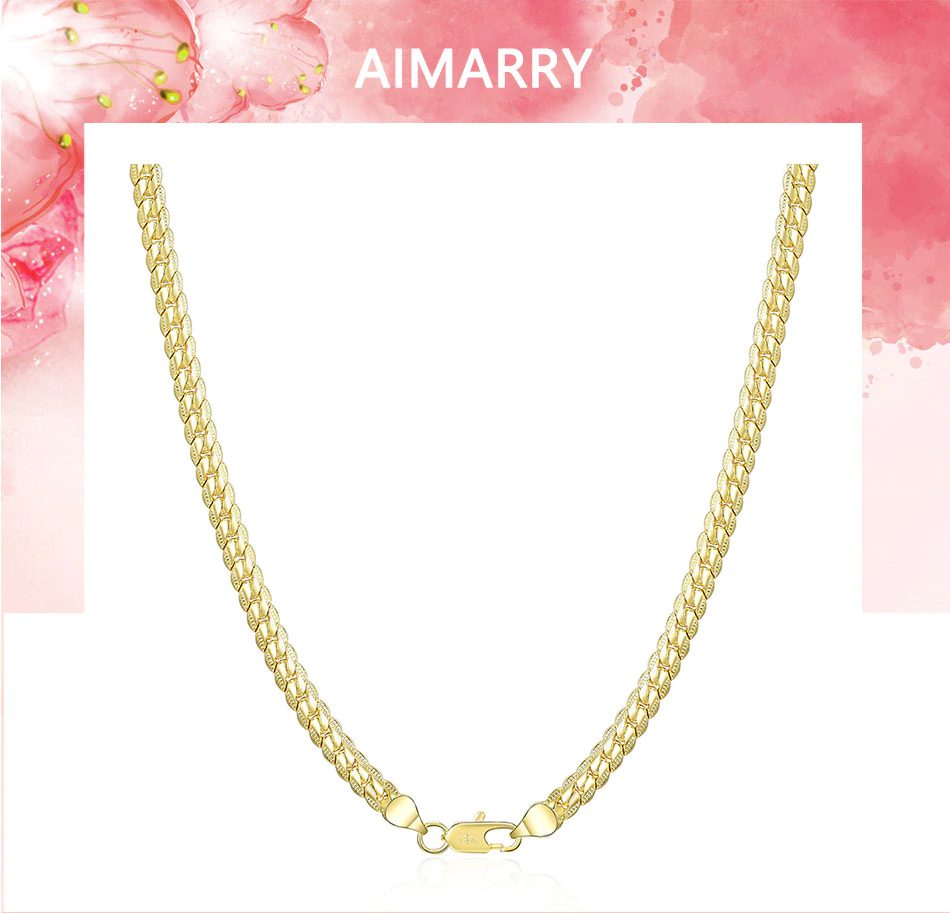 Aimarry LN042 Sterling Silver 18K Gold Necklace
