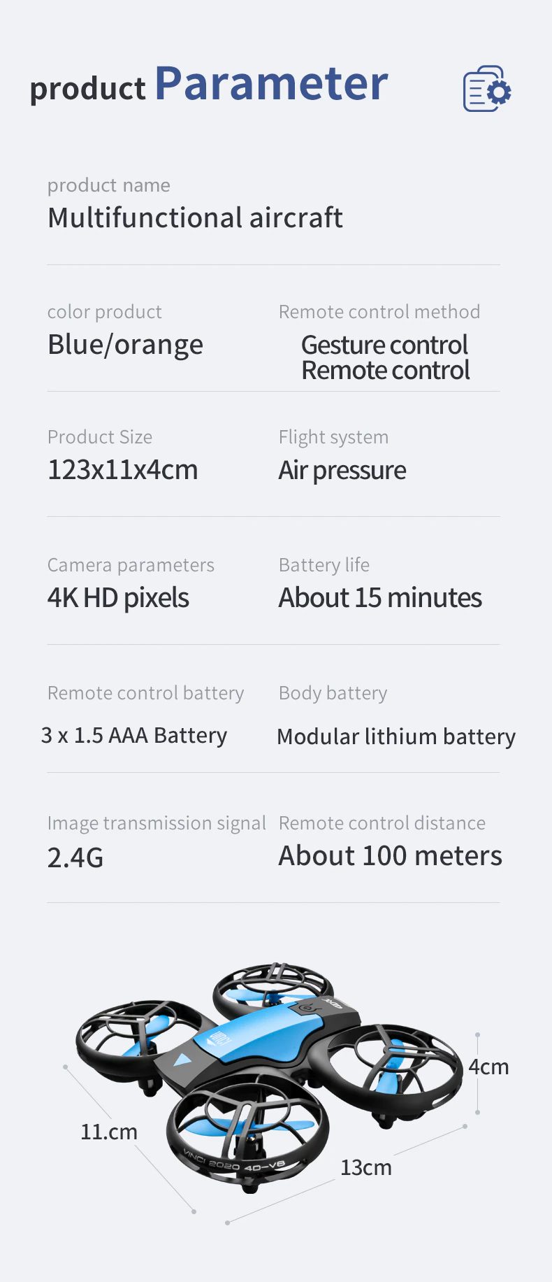 V8 Mini Drone Size