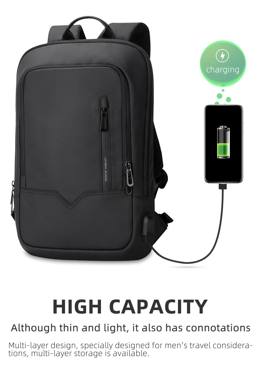 Heroic Knight HK-8228B Waterproof 14inch Laptop Backpack