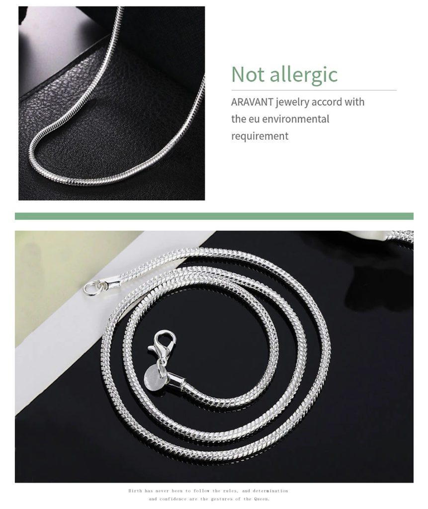 Aravant PN192 925 Silver Snake Chain Necklace