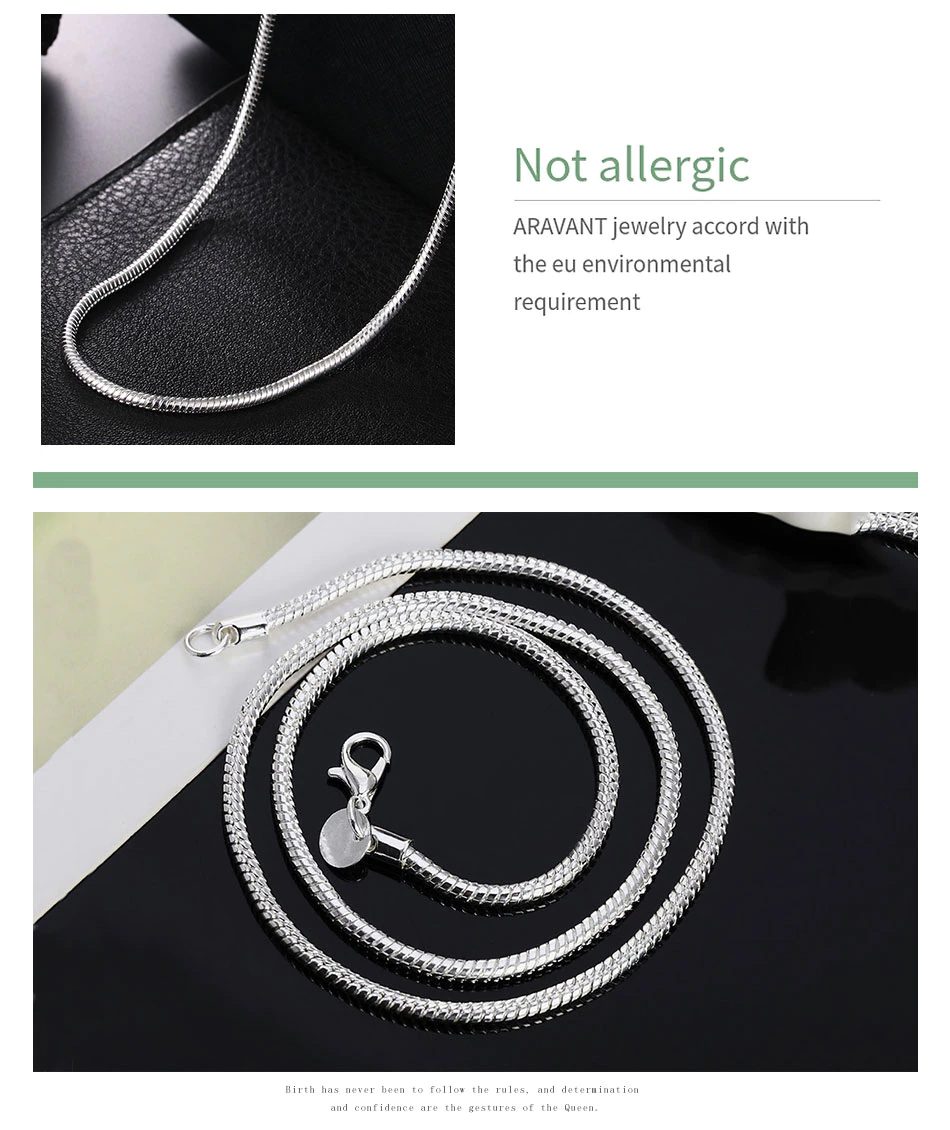 Aravant PN192 925 Silver Snake Chain Necklace