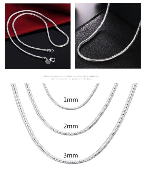 Aravant PN192 925 Silver Snake Chain Necklace