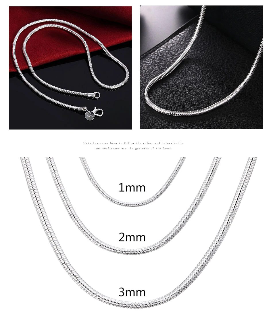 Aravant PN192 925 Silver Snake Chain Necklace