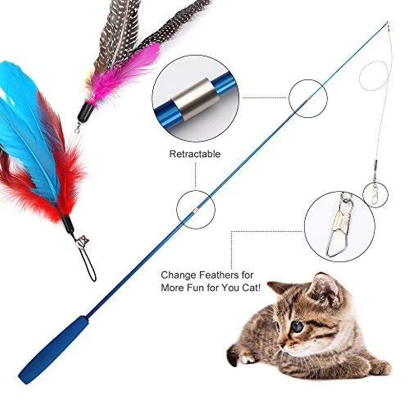 Interactive Cat Stick Feather Toy