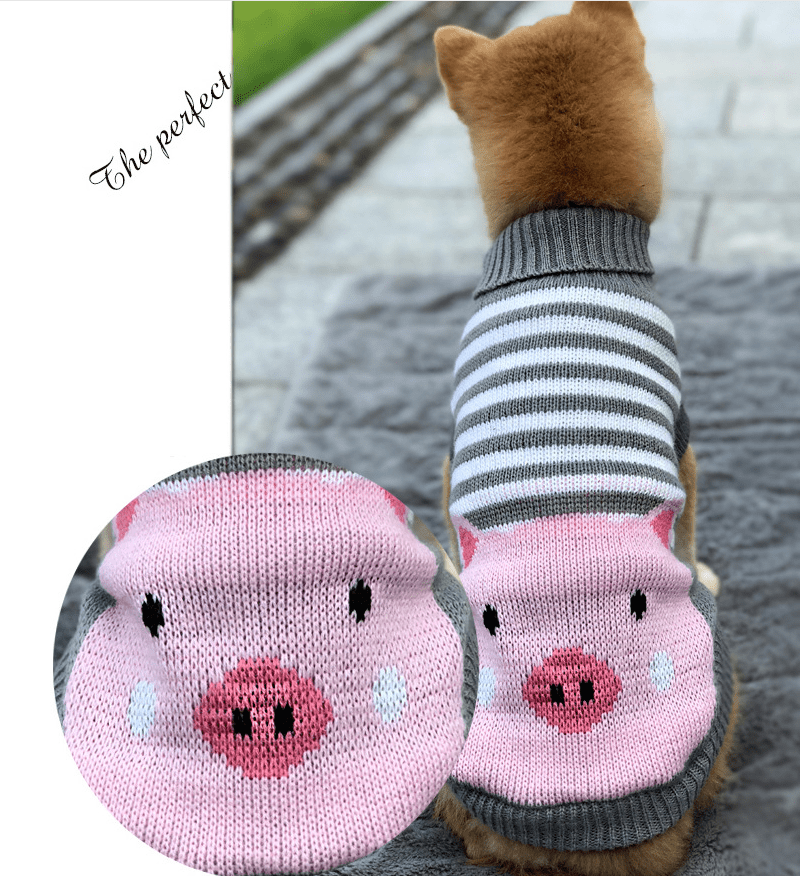 WJC1325 Knitting Dog Sweater Pink Pig