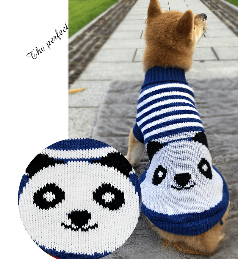 WJC1325 Knitting Dog Sweater Blue Bear