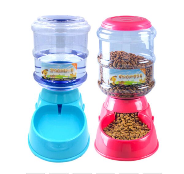 3.5L Dog Cat Feeder Bowl Automatic Blue water-rose food