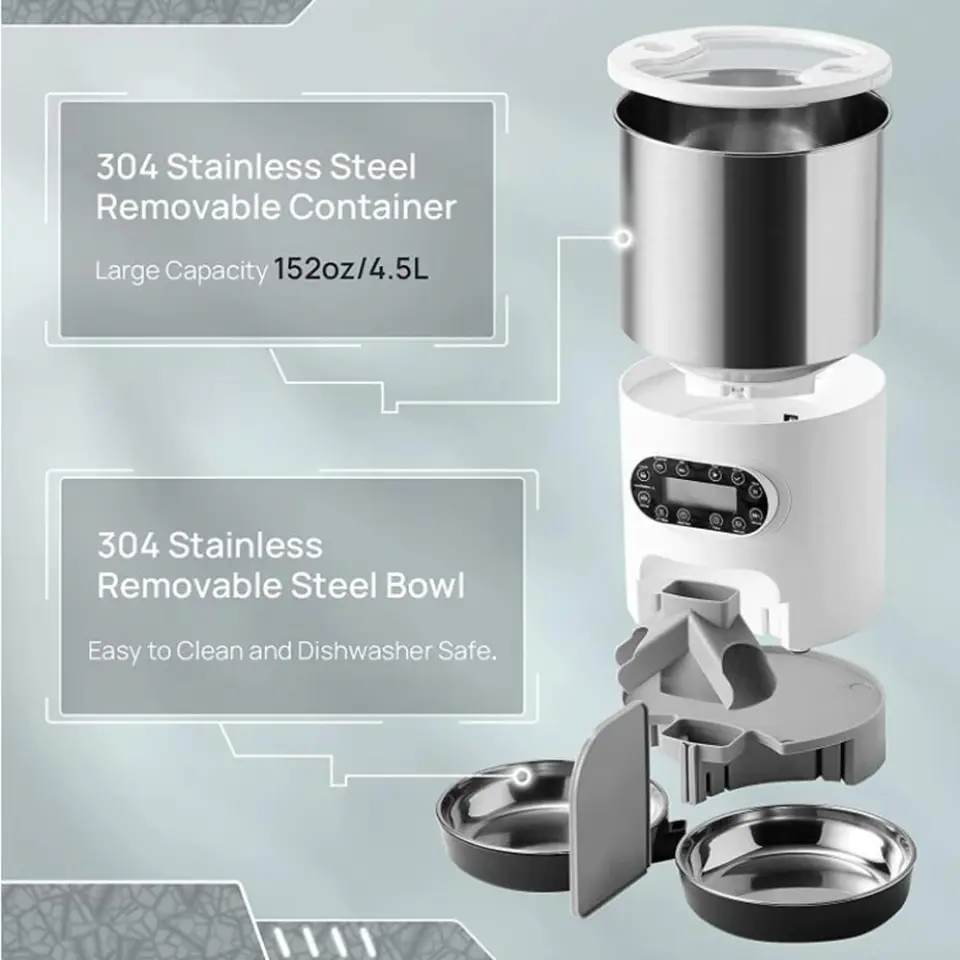 Automatic Pet Feeder Stainless Steel Dog 6