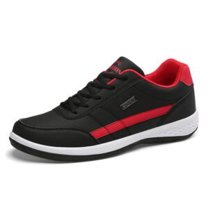 WIENJEE Leather Men Shoes Sneakers Red