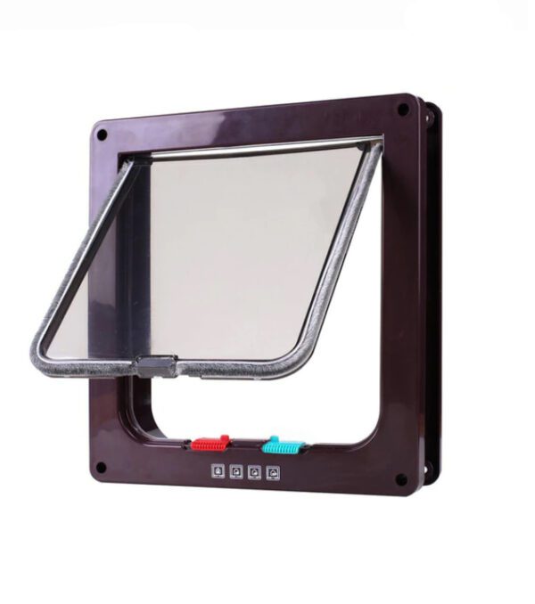 Dog Cat Flap Door with 4 Way Brown