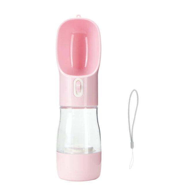 Pet Water Bottle Feeder Bowl 2 in 1 Pink
