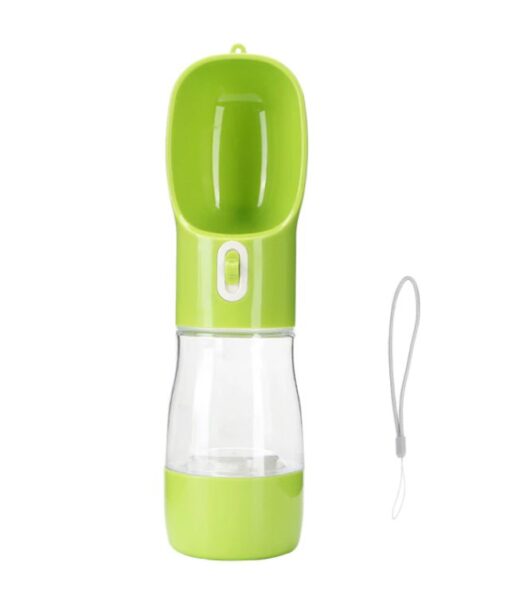 Pet Water Bottle Feeder Bowl 2 in 1 green