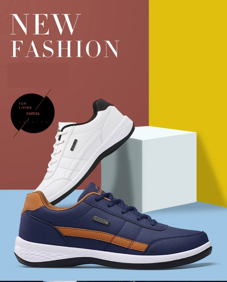 WIENJEE Leather Men Shoes Sneakers