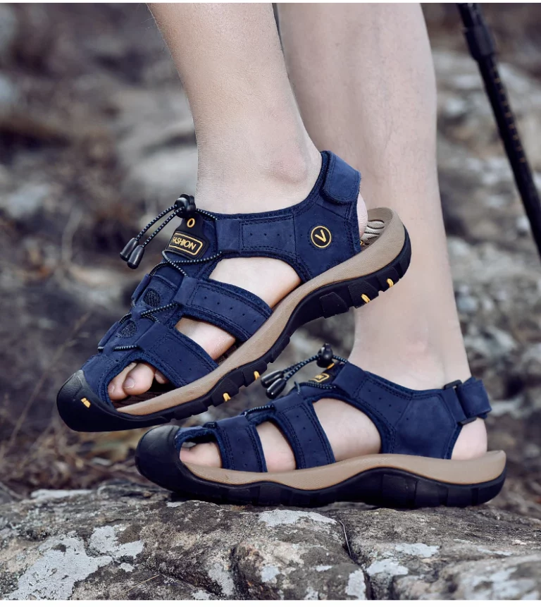 WIENJEE Men Genuine Leather Sandals