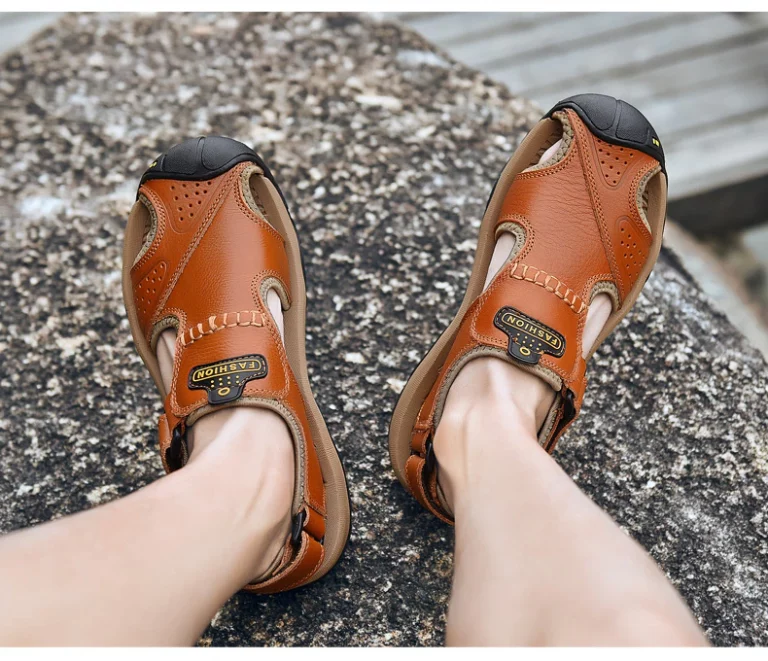 WIENJEE Men Genuine Leather Sandals