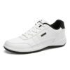 WIENJEE Leather Men Shoes Sneakers White