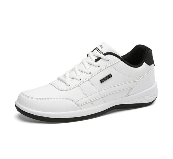 WIENJEE Leather Men Shoes Sneakers White