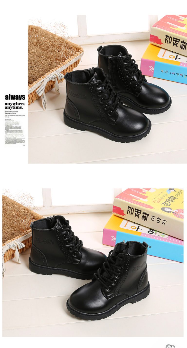 Boys Boots Girls Martin Boots Black Leather Classic 1
