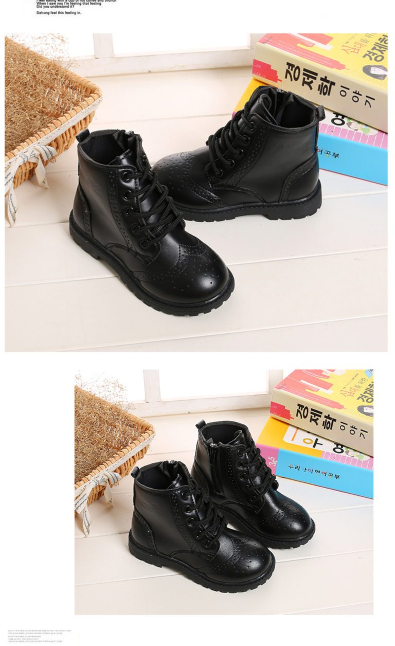 Boys Boots Girls Martin Boots Black Leather Classic 4