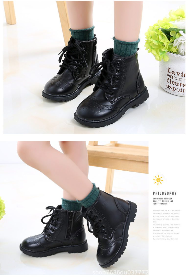 Boys Boots Girls Martin Boots Black Leather Classic 5