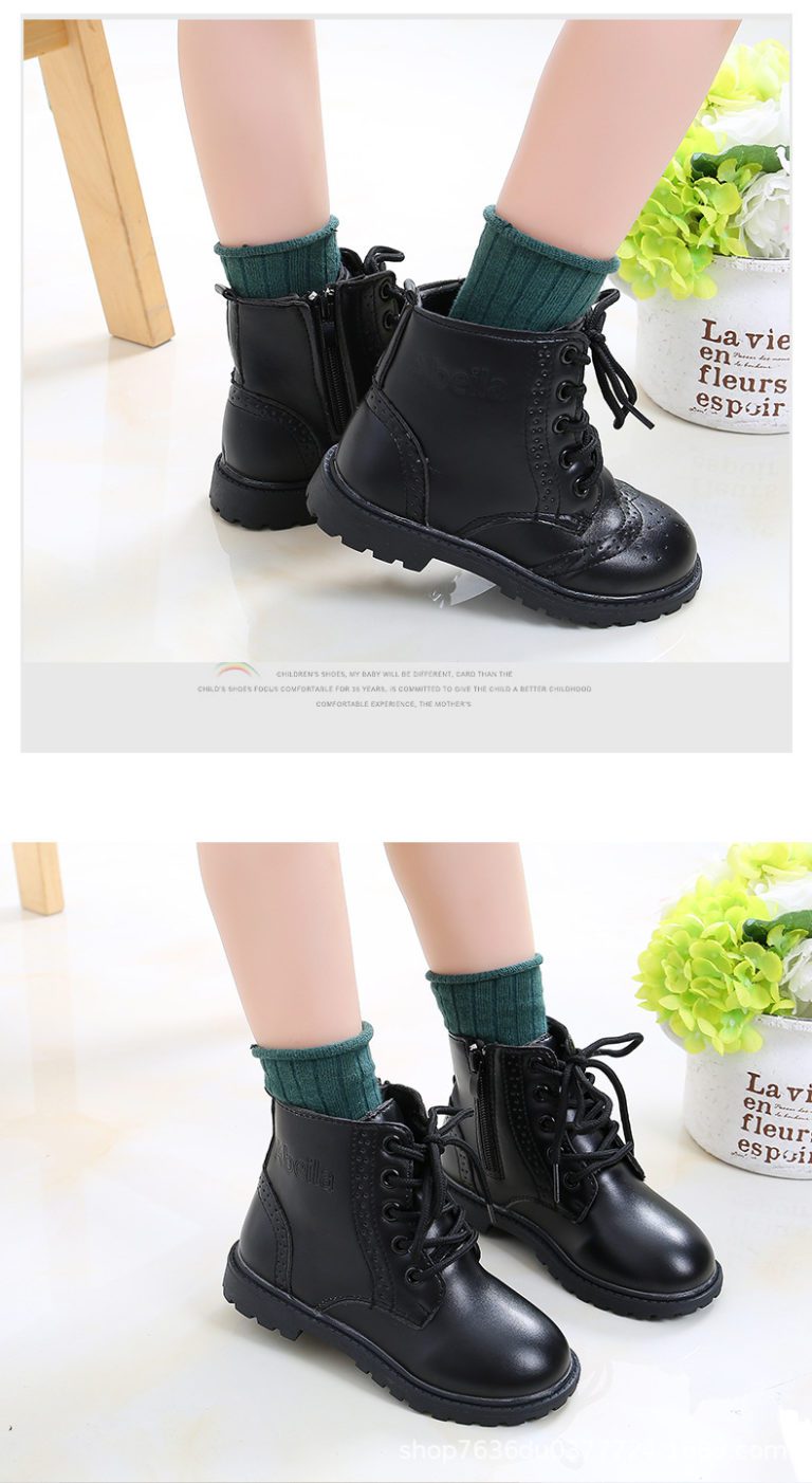 Boys Boots Girls Martin Boots Black Leather Classic 6