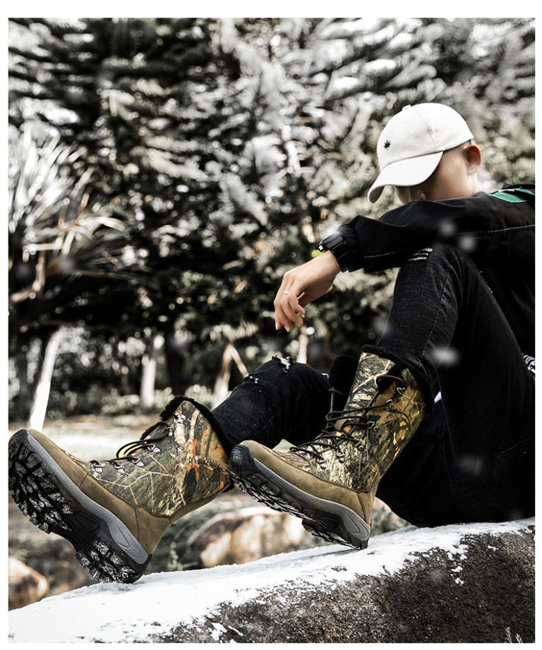 Winter Mens Hiking Boots Snow Boots Plus Velvet 18