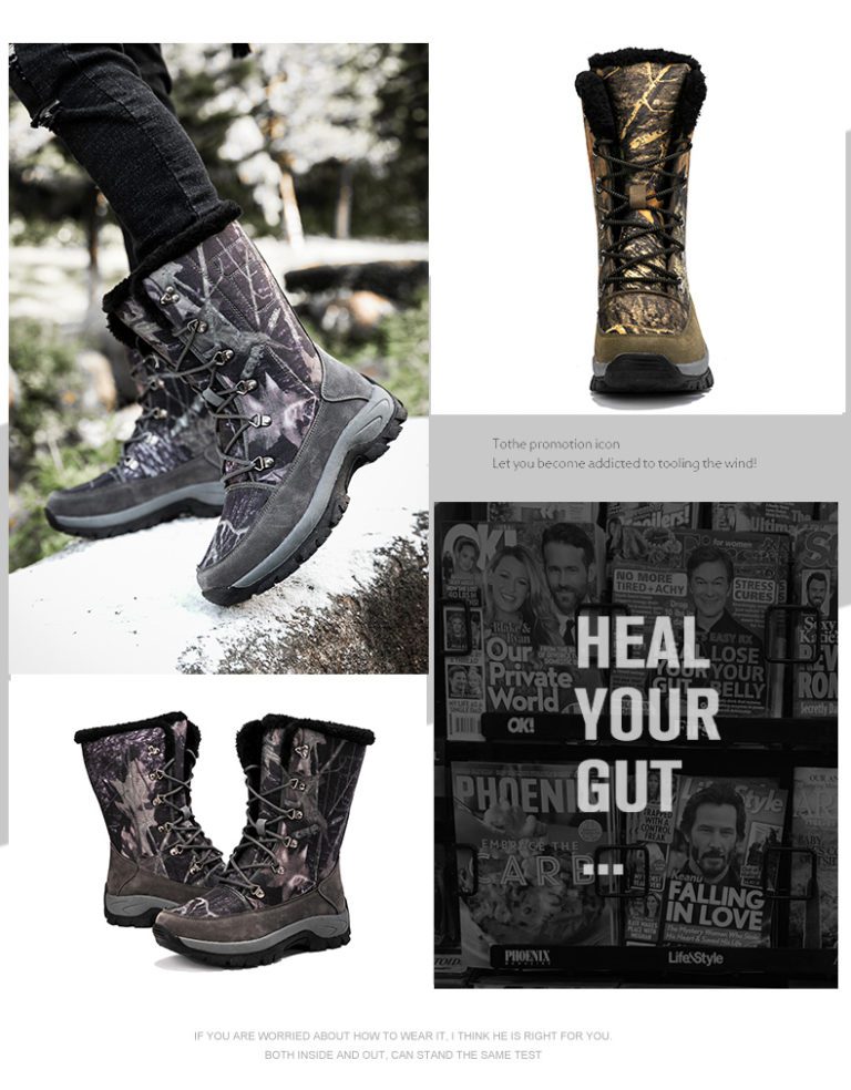 Winter Mens Hiking Boots Snow Boots Plus Velvet 10