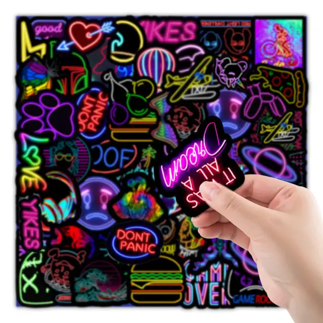 Cartoon Neon Light Graffiti Stickers