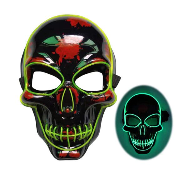 Led Skeleton Mask Halloween Black-Green