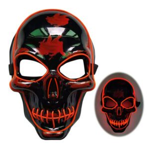 Led Skeleton Mask Halloween Black-Orange