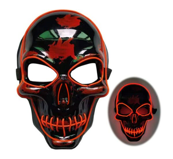Led Skeleton Mask Halloween Black-Orange