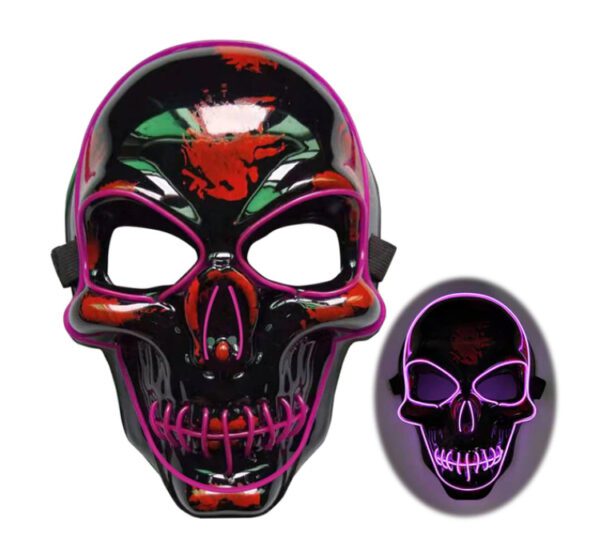 Led Skeleton Mask Halloween Black-Purple