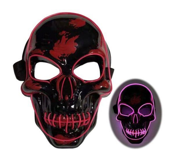Led Skeleton Mask Halloween Black-Red