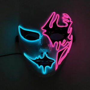 YEAHUI EL LED Mask Cosplay Blue-Pink