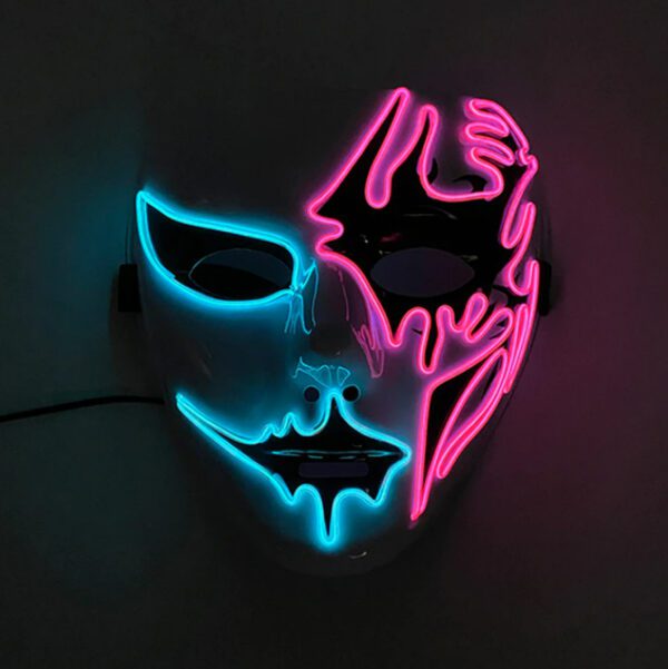 YEAHUI EL LED Mask Cosplay Blue-Pink