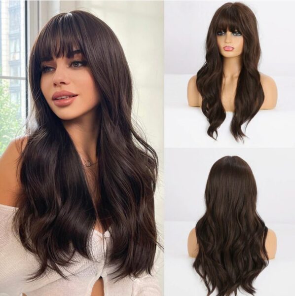 Tiny Lana Natural Black Long Wavy Synthetic Wig - Image 7