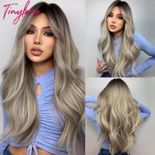 Tiny Lana Natural Black Long Wavy Synthetic Wig - Image 5