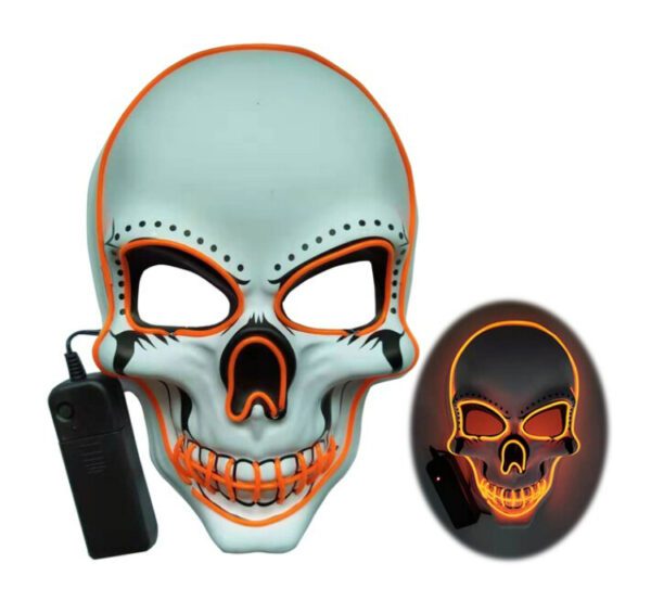 Led Skeleton Mask Halloween White-Orange