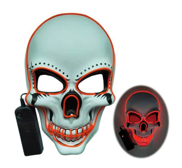 Led Skeleton Mask Halloween White-Red