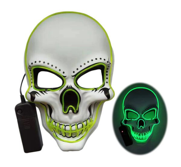 Led Skeleton Mask Halloween White-Yellow