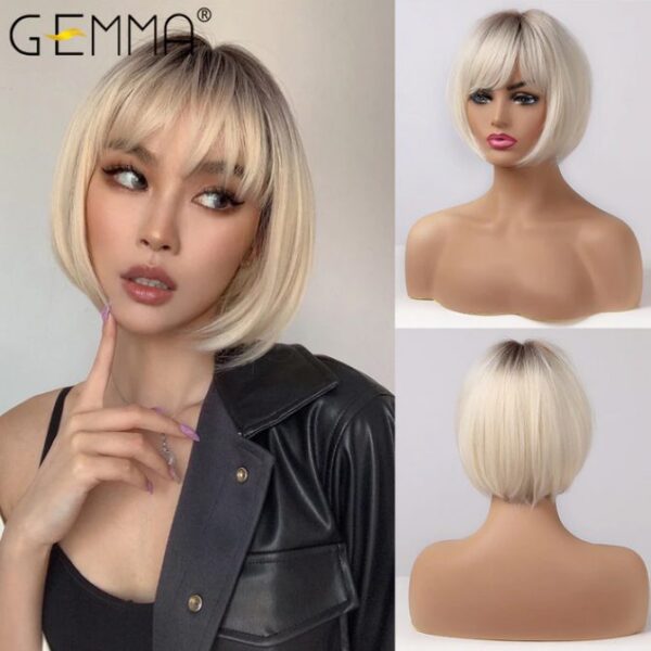 GEMMA Short Straight Bob Synthetic Wigs - Image 3